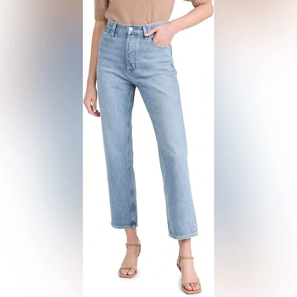 PAIGE Sawyer Light Blue Straight Leg Jeans Color Britain Distressed - Picture 1 of 1